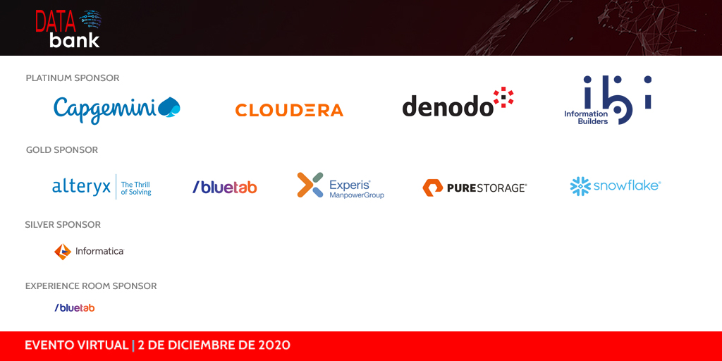 RevBanking's tweet photo. ¡#DataBank2020 está a la vuelta de la esquina!🤑😍
Hoy queremos dar las gracias a nuestros patrocinadores por hacer posible esta 2ª Edición.
Nos "vemos" el 2 de diciembre en #DataBankDay
Haz clic y reserva tu plaza👉https://t.co/82MH8BAgLW https://t.co/01oX6RCBfy