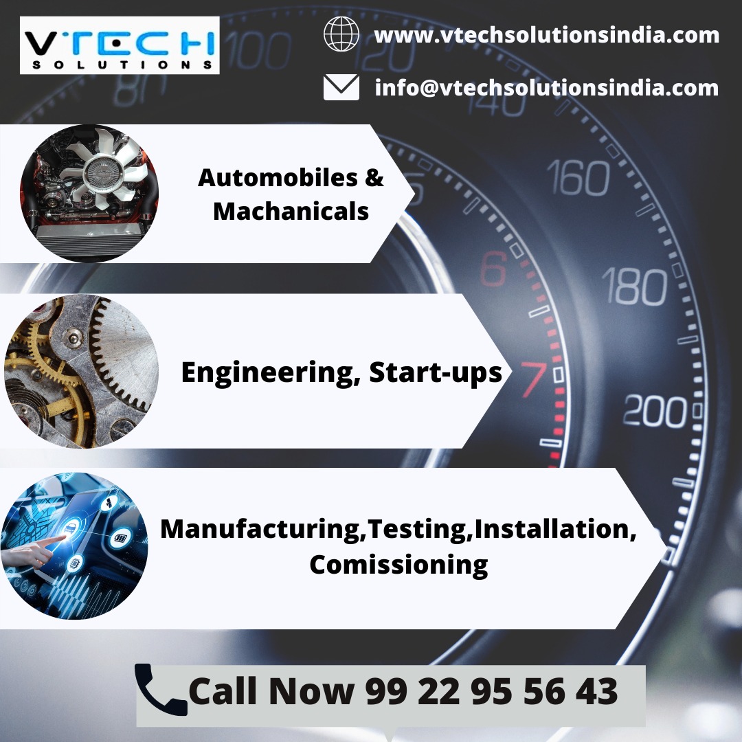 SolutionsVtech's tweet image. Vtech Solutions Is Capable To Provide Manufacturing, Testing, Installation &amp;amp; Comissioning, Automobiles &amp;amp; Mechanicals, Engineering, Start-ups  Services.
For free Enquiry Call Us on 9922955643
info@vtechsolutionsindia.com
vtechsolutionsindia.com