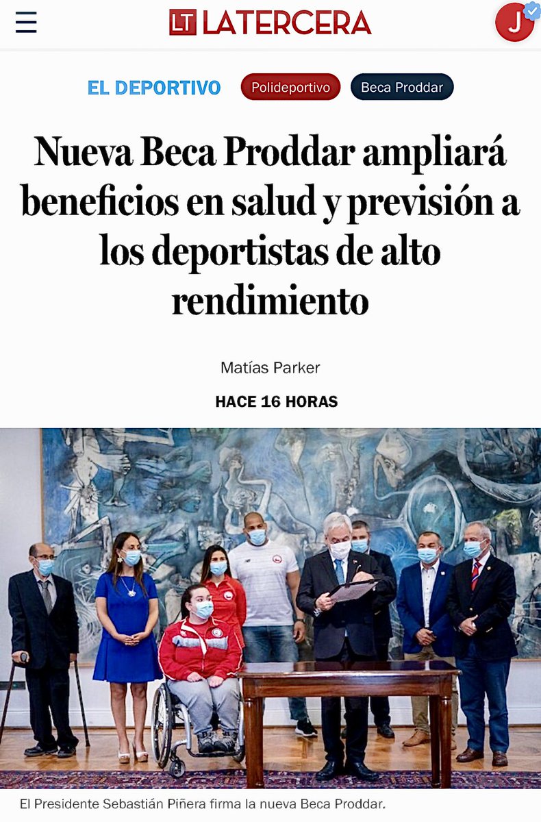 El deporte es una escuela de vida y nuestros deportistas son un ejemplo q inspira a las nuevas generaciones. Estamos felices de q la #NuevaBecaProddar valore su trabajo, les otorgue beneficios sociales y le entregue tranquilidad a ellos y a sus familias. Juntos vamos por más!🇨🇱❤️
