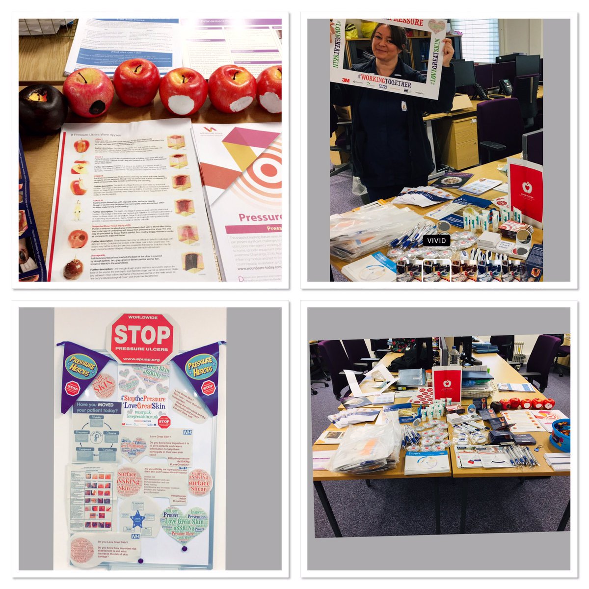 sallywa61369394's tweet photo. #stopthepressure #LoveGreatSkin #assking World stop the pressure day 2020 πat @CentalClusterIT my first as a TVN, many thanks to @UrgoMedicalUK @ConvaTecWoundUK @FlenHealth @JOBSTUK @TalleyGroup @TVSUK and special thanks to @gemhep for our #applestoulcers https://t.co/yOYsiMgnhn