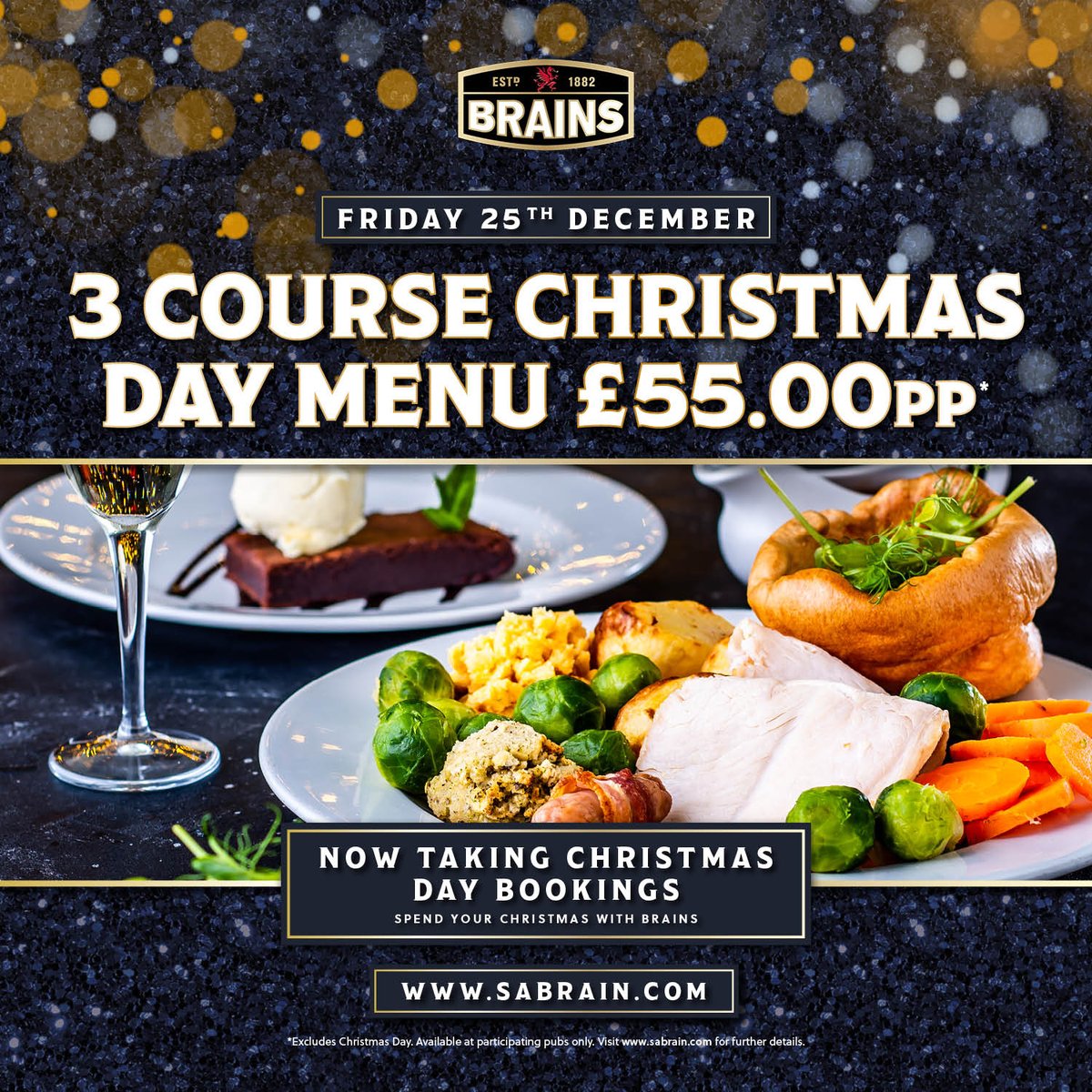 Spend your Christmas Day with Brains! Enjoy 3 courses from our Christmas Day menu for £ on Friday 25th December. Taking bookings now.

sndr.so/DHw5H

02920753831