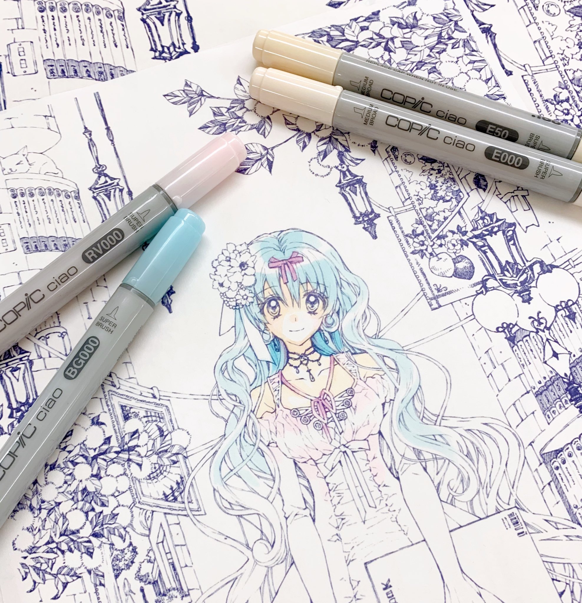 コピック公式 Copic Official 在 Twitter 上 ぬりえ線画更新 種村有菜さんに担当していただいた コピックチャオ スタートセット イメージイラストの線画を追加しました 描き下ろしの美麗線画は塗りごたえ充分 ファンの方もコピック練習をしたい方も ぜひ