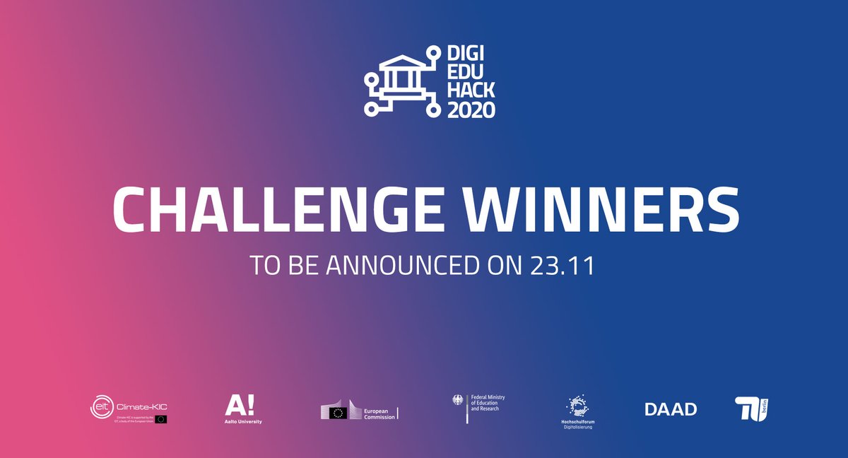 DigiEduHack's tweet photo. 🥁 *Drrrrrumroll!* All the #DigiEduHack 2020 challenge winners announced on the 23.11. 

Stay tuned! 📻 https://t.co/9YB0D02BoJ