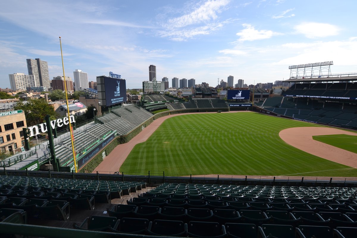 Field view of Wrigley with green grass