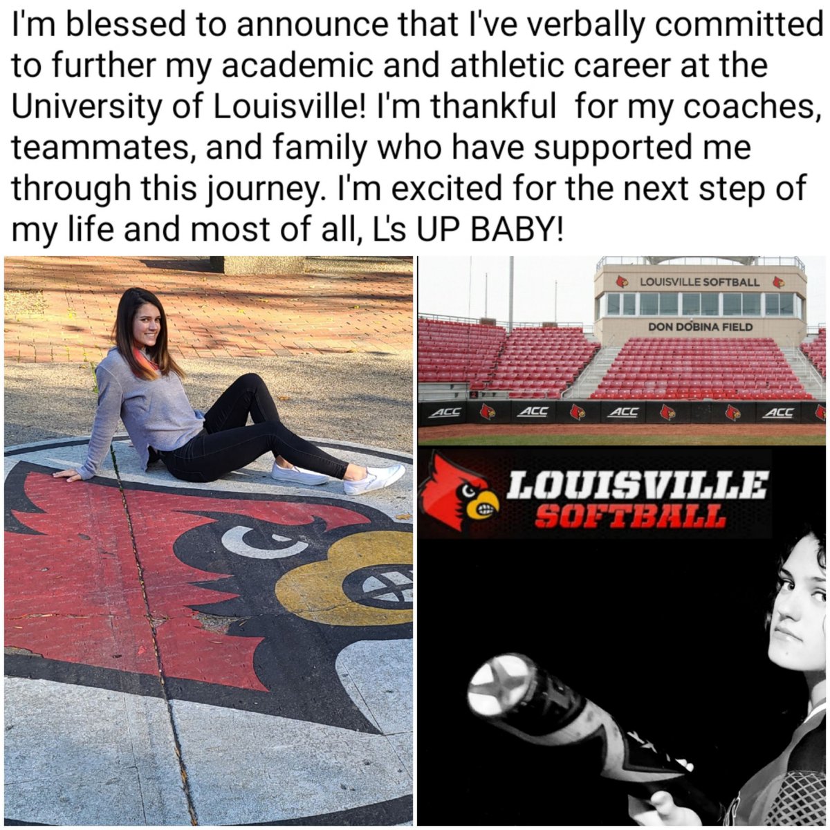Verbally committed to the University of Louisville✅ proud to be a Cardinal! <a href="/SluggersHuecker/">Lady Sluggers 18</a> <a href="/ExtraInningSB/">EXTRA INNING SOFTBALL</a> @FloSoftball <a href="/BrenttEads/">Brentt Eads</a> <a href="/Los_Stuff/">Carlos Arias</a> <a href="/CCLadyColonels/">CCHS Softball</a> <a href="/UofL_CoachHolly/">Holly Aprile</a> <a href="/GriffJ_13/">Griffin Joiner</a> <a href="/Ashley_Lane8/">Ashley Lane</a> <a href="/shancock5/">Sheri Hancock</a>