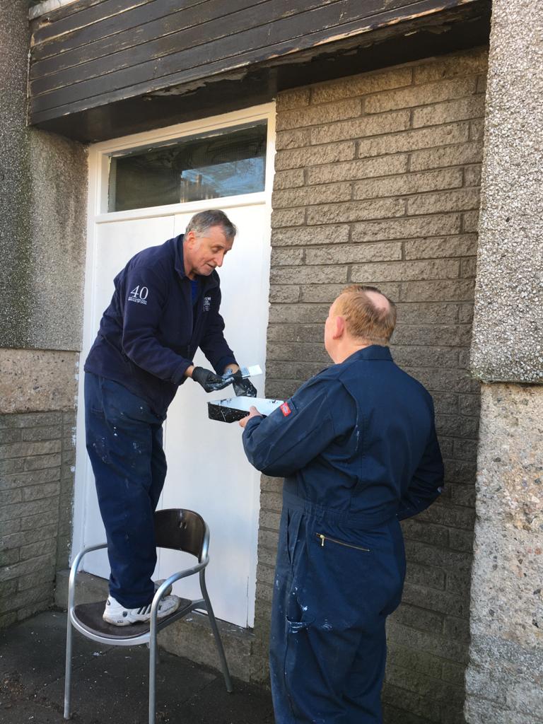 A big thank you our in-house painting and decorating duo, Donny Warner and Paul Charlton for their time painting the fire doors on the Cranford Road side of the building, completed under the watchful supervision of our 1913 club champion, Mr George Tierney 🏆😉. Thank you guys!!