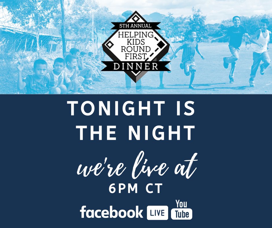 TONIGHT IS THE NIGHT! 

We're going LIVE tonight at 6PM CT for the 5th Annual Helping Kids Round First event - right here on Facebook and then on HKRF20.GiveSmart.com! If you have registered yet for the event and started bidding on our auction items, now's your time.