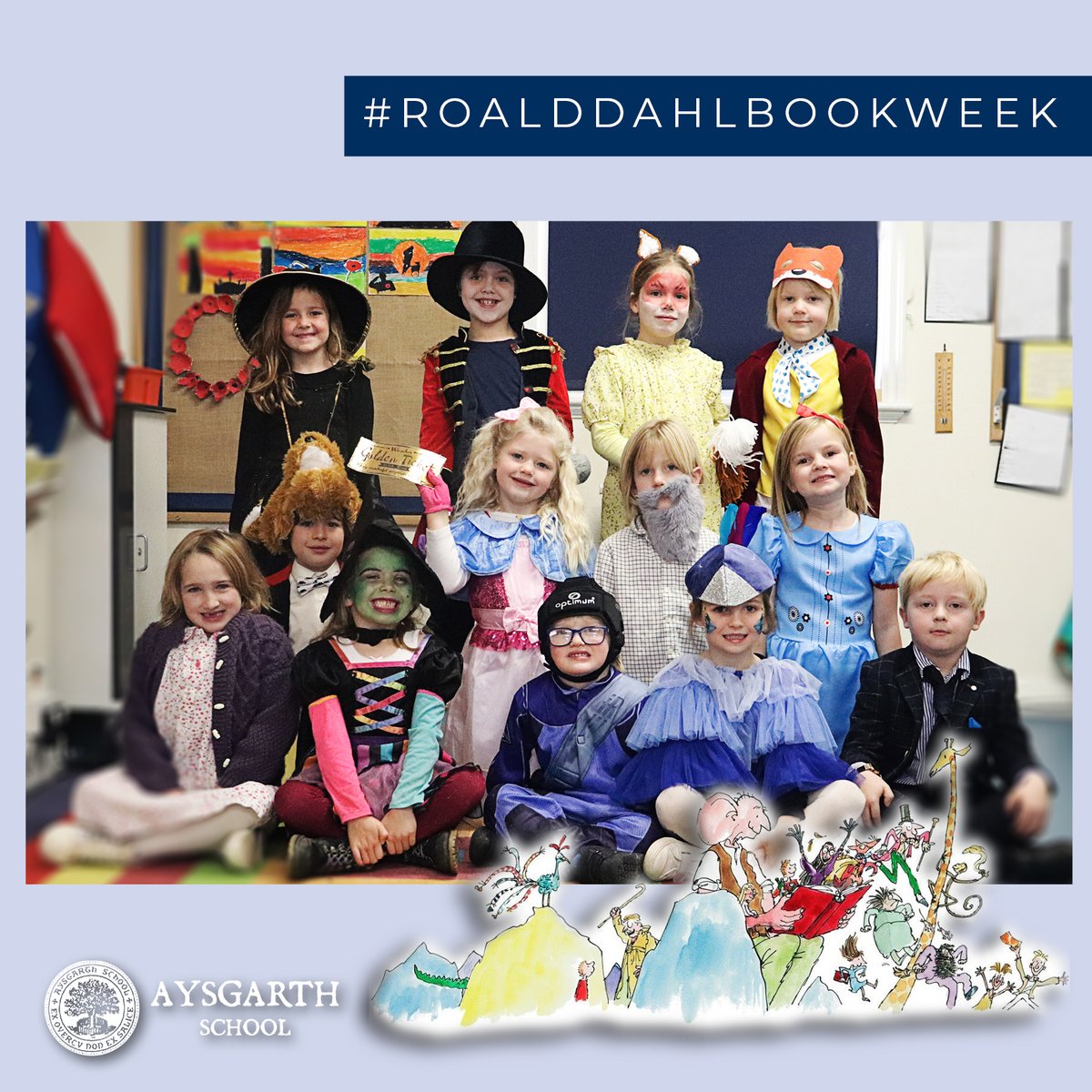AysgarthPP's tweet photo. “We are now about to visit the most marvellous places and see the most wonderful things.” James and the Giant Peach
The Pre-Prep children dressed up as their favourite Roald Dahl characters for this year's book week
#SpecialPlaceForLearning #RoaldDahlBookWeek https://t.co/bswRA4VdeK