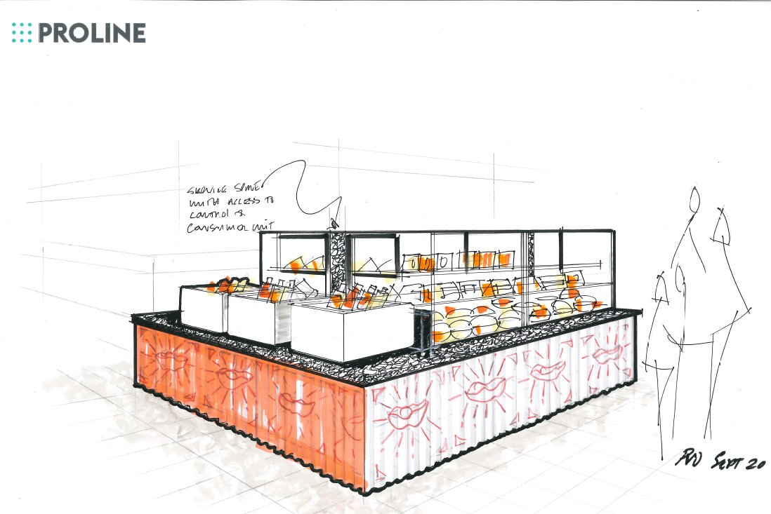 Proline_Corp's tweet image. Recent install in partnership with @Frijadouk  
Hot &amp;amp; Cold Grab&amp;amp;Go counter @cdukltd Corian Worktop. Incorporating feature central ventilation &amp;amp; services chamber with digital promotional screens. Corrugated Steel Fascia on mobile frame with access to services.
#foodtogo
#Corian