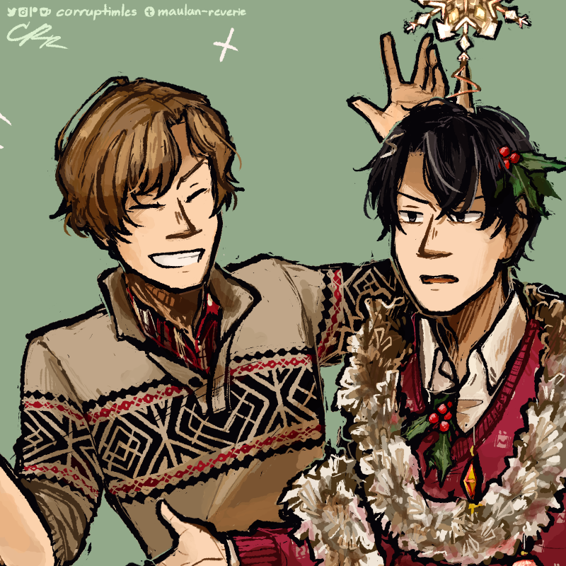 Corruptimles's tweet photo. A couple of festive commissions for @/detective-rowan on Tumblr, thank you! #guardmesherlock https://t.co/tXjgsBp0cc