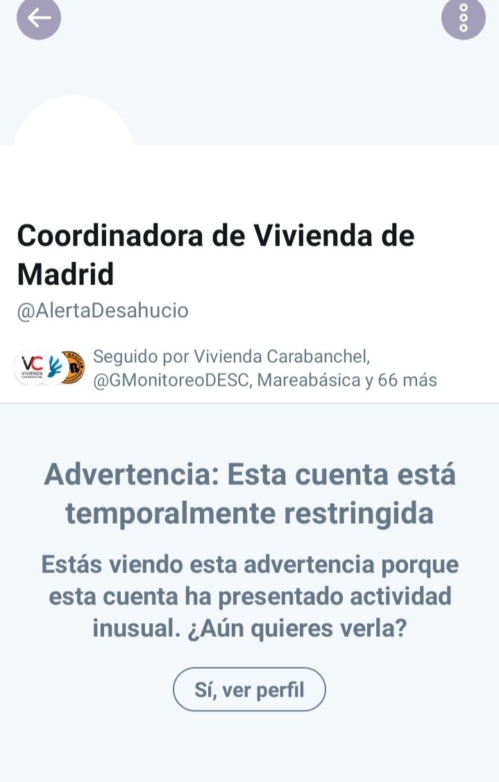 La labor que hace cada día <a href="/AlertaDesahucio/">Coordinadora de Vivienda de Madrid</a> es importantísima para defender el derecho a la vivienda.

Ahora @TwitterEspana la ha restringido sin dar ninguna explicación. ¿Nos ayudáis a difundirlo? ¡Necesitamos la cuenta de vuelta!