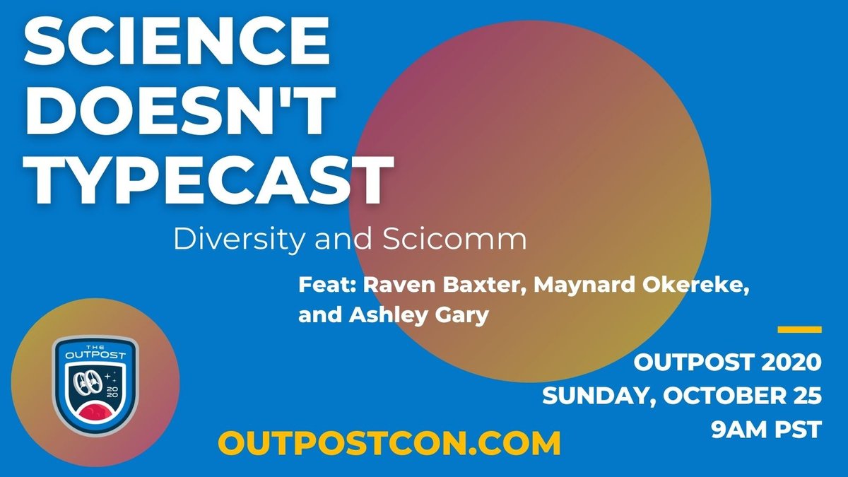 TheOutpostCon's tweet photo. 🚀 FINAL COUNTDOWN - tune into the Outpost 2020 Live Recordings through November 24th!
#theoutpostcon

⚡️ Now Streaming: Science Doesn't Typecast: Diversity and Scicomm @ravenscimaven @thewildlifehost 

https://t.co/VTWq6h1EJm https://t.co/0VIMiShHPt