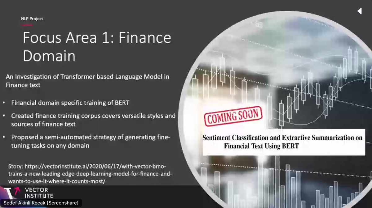 TMLS_TO's tweet image. It was a pleasure to be joined by @sedak99,  Project Manager at Applied AI Project, @VectorInst!

Sedef spoke about the importance of &quot;Harnessing the Power of NLP: A Vector Institute Industry Collaborative Project&quot;.

#TMLS2020