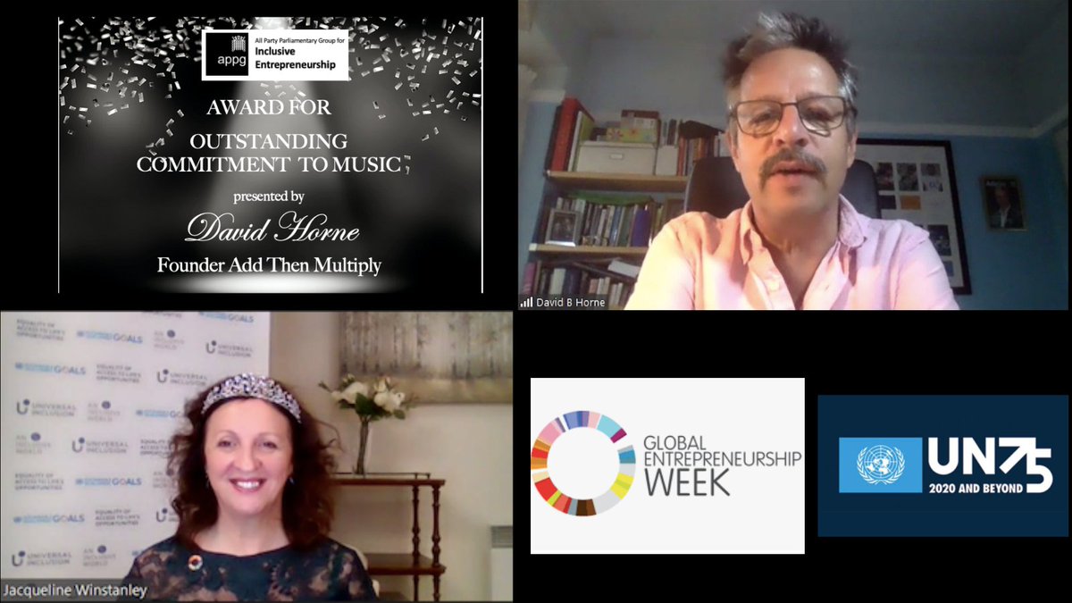 APPG_IE's tweet photo. Our award panel chair @univinclusion invites @David_B_Horne #AddThenMultiply to announce the winner of the Recognition Award for #InclusiveEntrepreneurship 2020 for Outstanding Commitment to Music @GEWUK @DrLisaCameronMP
@Tanni_GT @fsb_policy @Forbes @theRSAorg https://t.co/V29uR23QCc