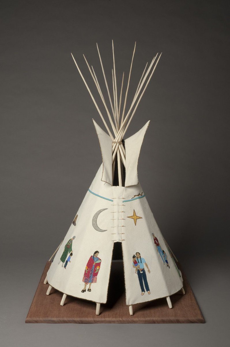 brooklynmuseum's tweet photo. Look closely at this beaded tipi. How would you describe the people represented on this object? Explore Teri Greeves' "Twenty-first Century Traditional: Beaded Tipi" in today’s #HowToLook and consider the ways in which community identities are expressed. https://t.co/76TLxfONzy https://t.co/dpiYQmRCoX