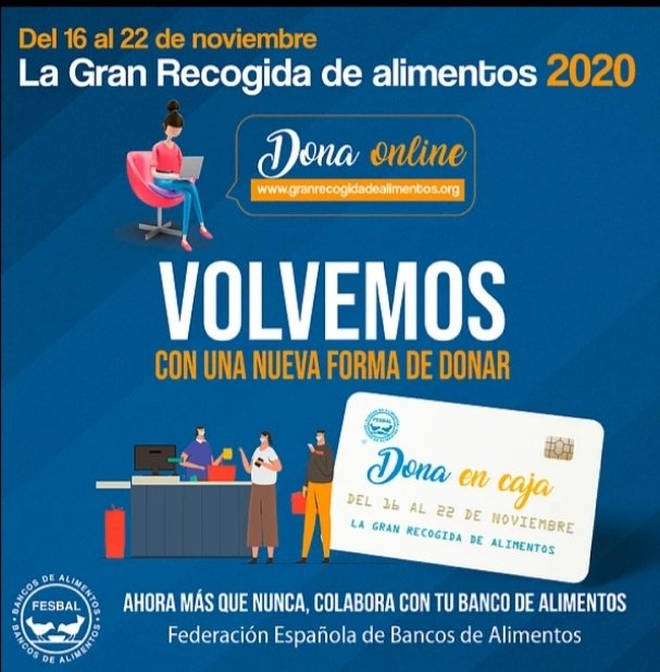 Ahora más que nunca, muchas familias necesitan ayuda. 
Colabora en la gran recogida de alimentos con el @GranRecogidaMad en #Navalcarnero