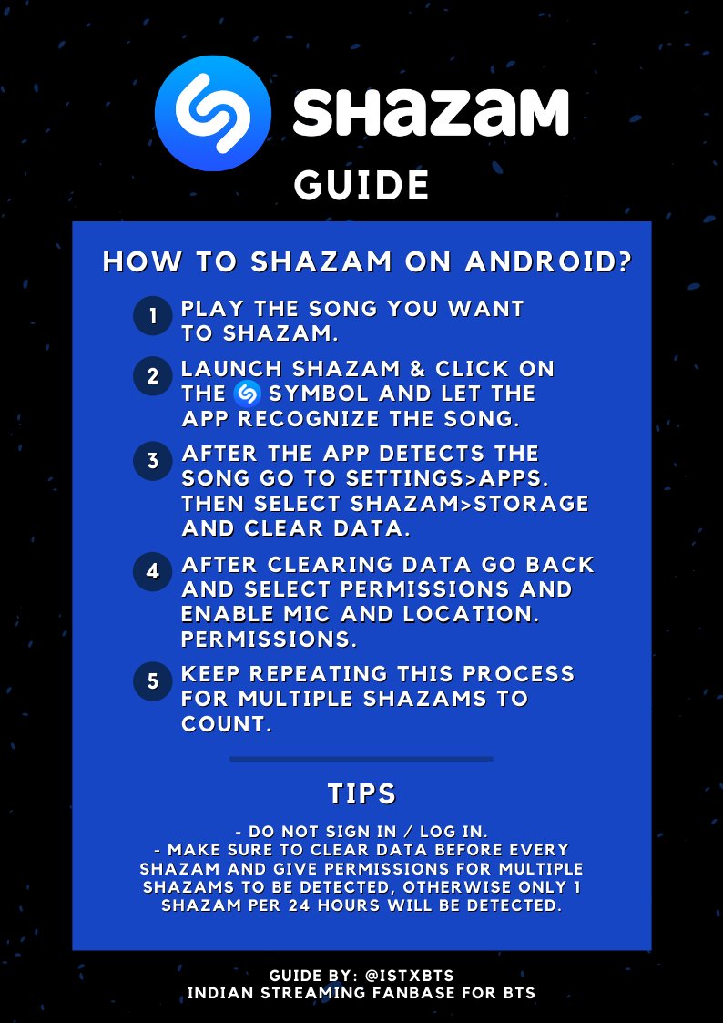 7. ShazamHere's a Shazam Guide by  @istxbts &  @BTSprojectINDIA + @BTS_twt  #LifeGoesOn  #1DayBEforeBE  #BTS_BE