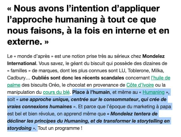Arretez tout bande de digital native boomer et adoptez la nouvelle attitude marketing… le #humaning (non j'invente rien ça vient du marketing de chez mondelez) #bullshitbingo