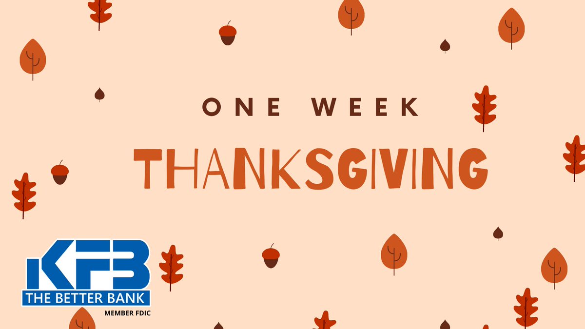 BankKFB's tweet photo. On this #ThankfulThursday, KFB is thankful for our wonderful community, customers and employees! Share with us! What are you thankful for? #KFB #CommunityBank #TodayTomorrowTogether https://t.co/5ItuQzxL6K