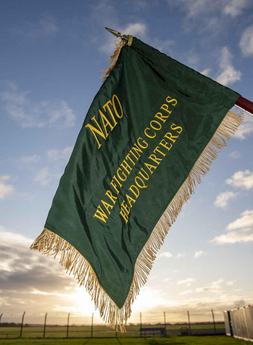 HQARRC's tweet photo. ✅READY - @LANDCMD presents War Fighting Corps guidon to @HQARRC after certifying them as @NATO's first War Fighting Corps at readiness since the Cold War.

This demonstrates ARRC's ability to integrate and operate with multinational #NATO Allies and partners. #StrongerTogether https://t.co/waSk3fSR2I