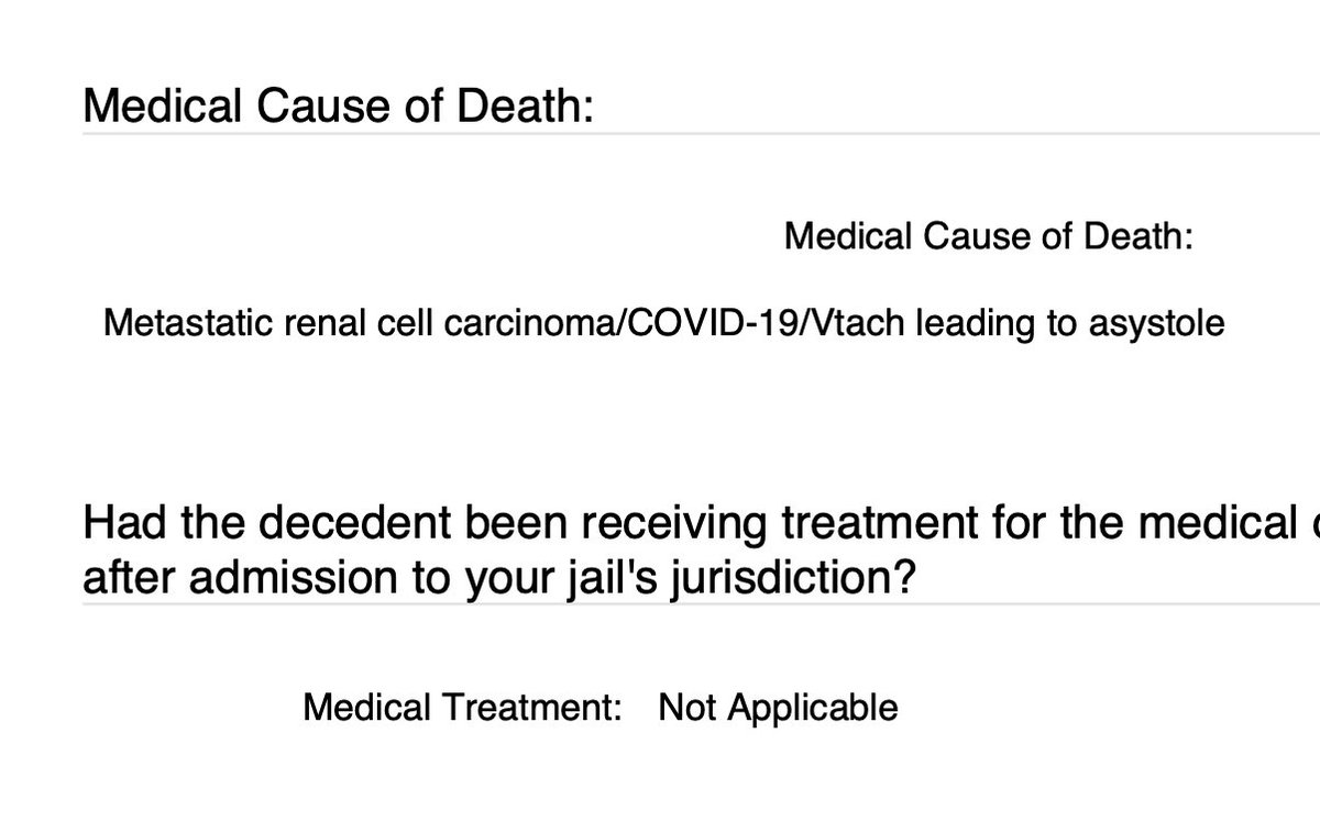 Six of them list COVID-19 in medical cause of death in the reporting to the OAG. Things like this: