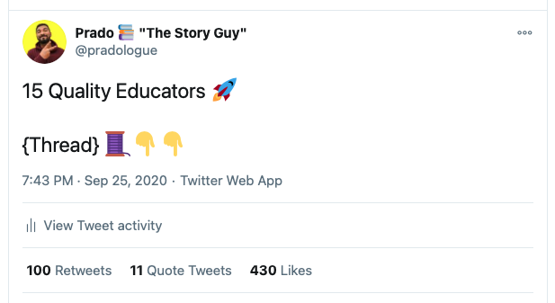 2 months ago, I wrote a thread "15 Quality Educators" 15 people = 90% of GREAT information diet (Twitter)My goal (with this thread): Best information diet outside Twitter and the people behind them :) In no particular order  I'll summarize them all Let's go 
