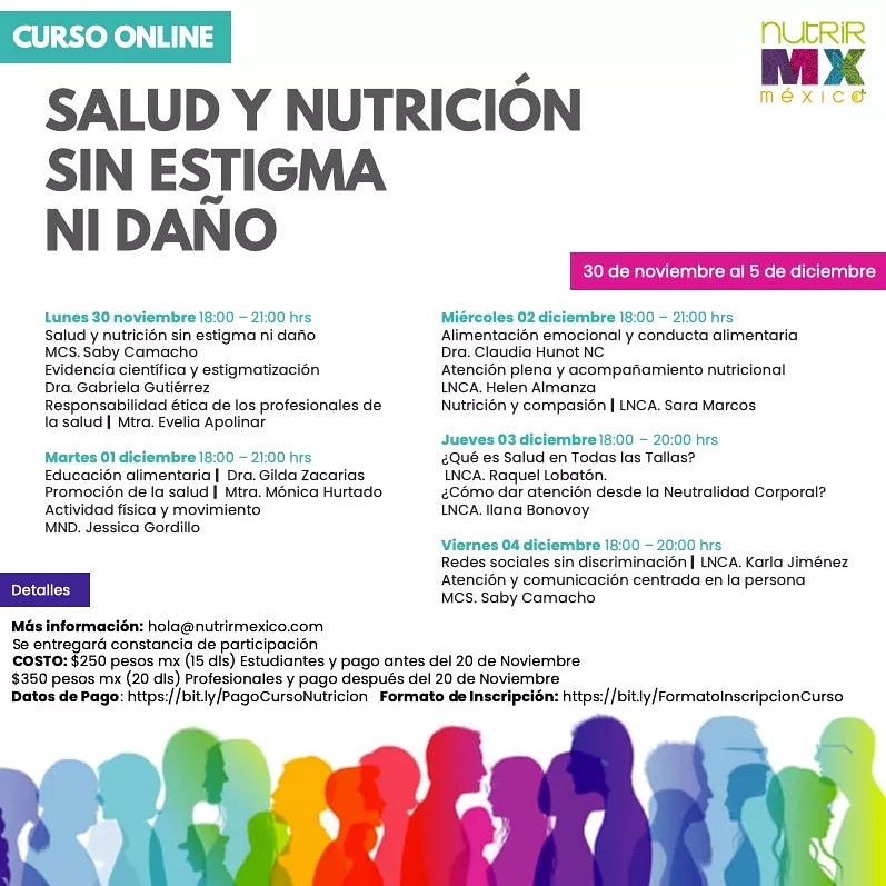 Nutrir_Mexico's tweet photo. Les tenemos una SÚPER noticia!
Queremos brindarte las herramientas para cambiar positivamente la conversación y poder brindar atención en salud y nutrición sin estigma ni daño.
Este curso te va a ayudar mucho, a ti y a tus pacientes, así que no te quedes fuera!
Nos vemos pronto! https://t.co/z6HrLkgTmD