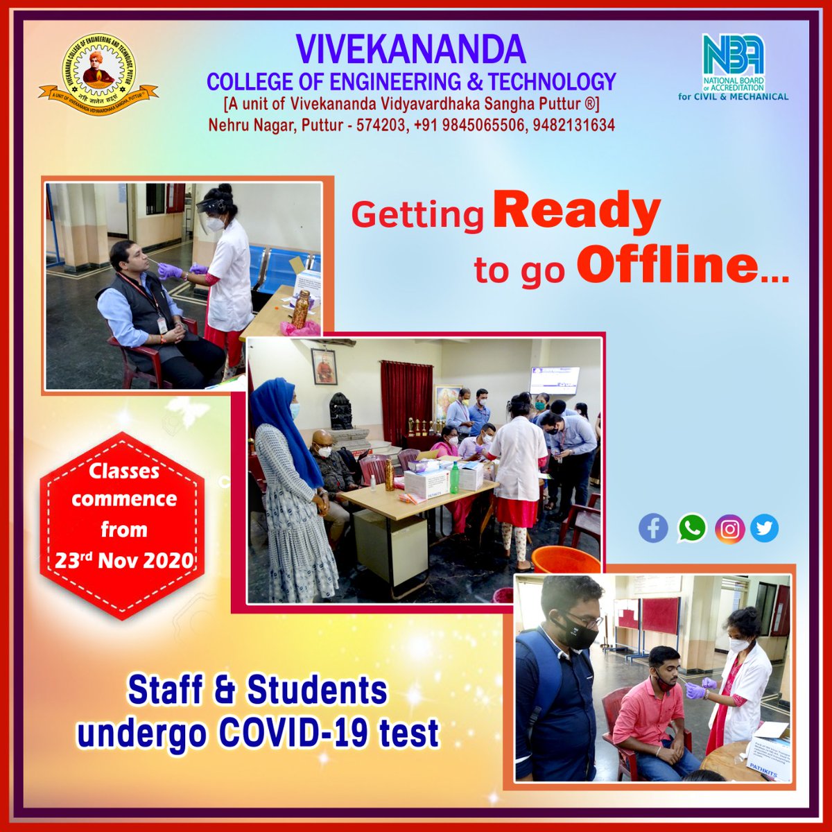 vcetputtur's tweet photo. #vcetputtur #COVID19 #SOP #GOK #engineeringClasses #commencement #RTPCRtest https://t.co/odKDDX7oDN