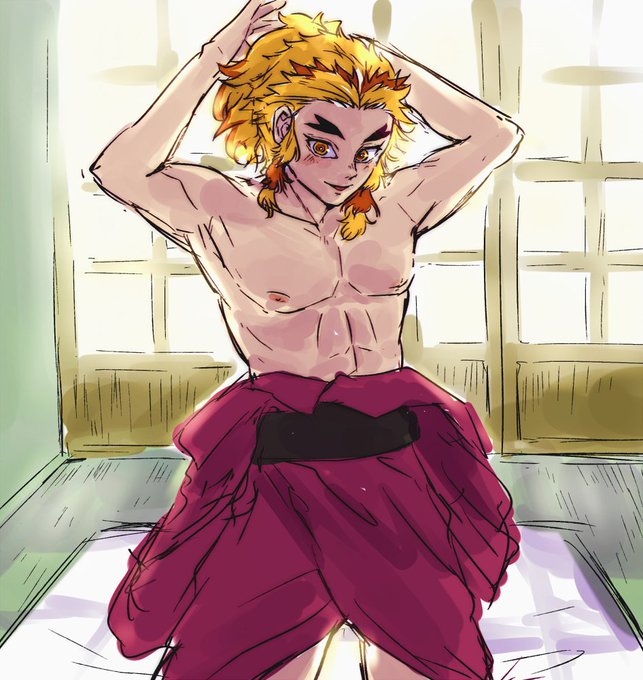 しょうひ しんよう きょうどうくみあいさんがTwitterに投稿した煉獄杏寿郎(鬼滅の刃)のイラスト。