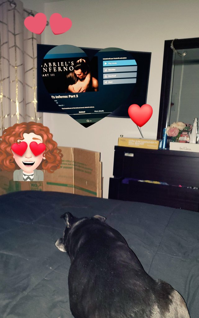 My dog woke me at 6 am because she "had to pee"(unlikely, since I took her at 4 am because I was wide awake in anticipation of part 3!!)Its already posted online and she is ready to watch! Thank you <a href="/PassionFlix/">Passionflix</a> and <a href="/ToscaMusk/">Tosca Musk</a> <a href="/sylvainreynard/">Sylvain Reynard</a> #GabrielsInfernoPart3