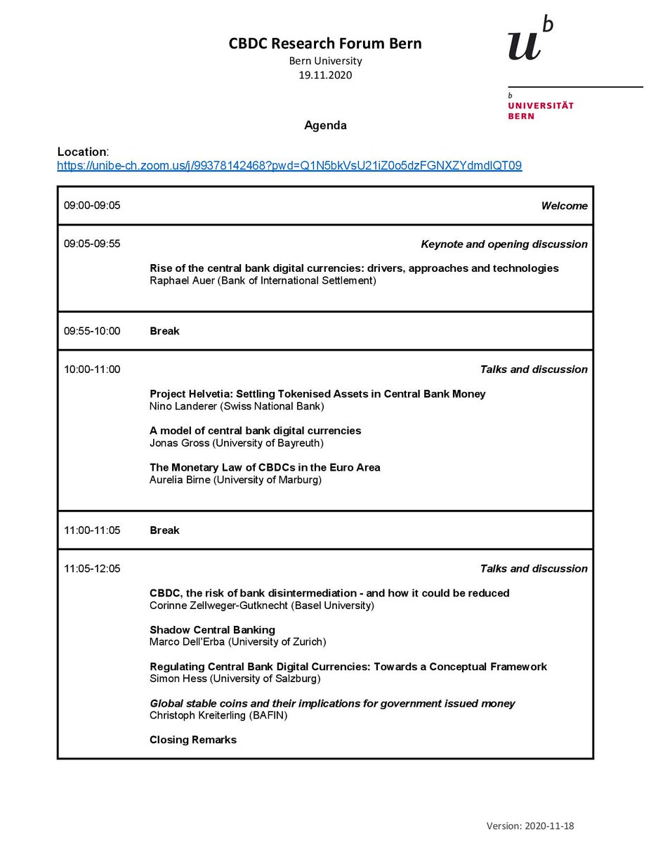 Thanks to Susan Emmenegger and Christian Sillaber Sillaber University of Bern for putting together a great research forum today, with fantastic colleagues and institutions. It was a pleasure participating! <a href="/chainomics/">Fabian Schär</a>  <a href="/RaphAuer/">Raphael Auer</a> <a href="/BIS_org/">Bank for International Settlements</a> <a href="/SNB_BNS_en/">Swiss National Bank 🇨🇭 SNB BNS (parody)</a> @BaFin