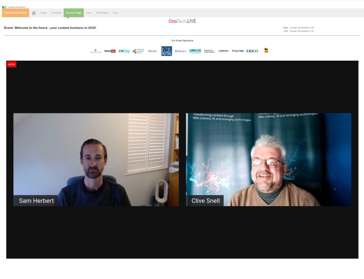 ConTechLive's tweet photo. Welcome to our fourth and final day of #ConTechWeek!
Kicking us off today we have @SamHerbert67 MD of @67Bricks going over what content businesses might look like in the year 2030
Join us live now and on demand at #ConTechWeek here: https://t.co/sSe1ZbyORD https://t.co/HvZW8Ai1zh
