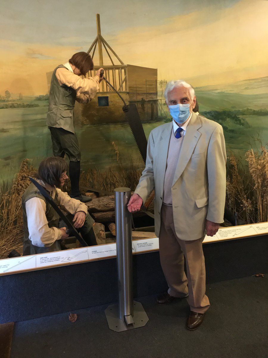 Here’s our honorary curator Norman Plastow, now in his tenth decade, trying out one of our new hand sanitisers.