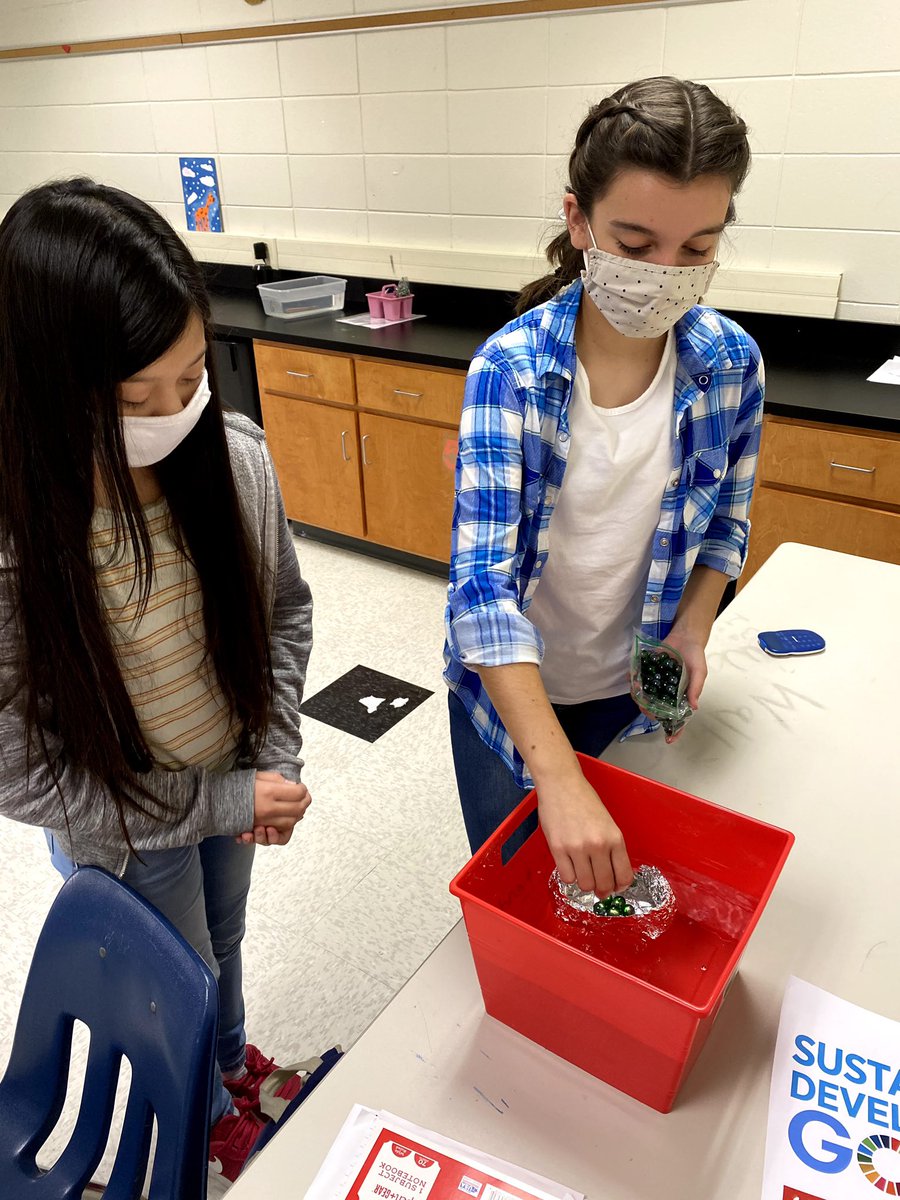 BiologyWithLed's tweet photo. #studentscientists studied the Archimedes’ Principle of buoyancy, conducted an experiment to see it in action, and collaboratively wrote formal lab reports! Experiment question: Will the shape of a boat affect the amount of weight it can hold without sinking? @BryanCountyMS https://t.co/tWNM2lqWi1