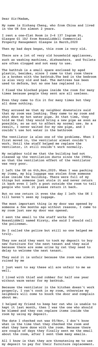 CzcTyr's tweet photo. @SafeDeposits @CIHScotland Good afternoon.
There is something wrong with me and my letting agents. Seems like they more concern about their fair not me. https://t.co/JDsGotGK4B