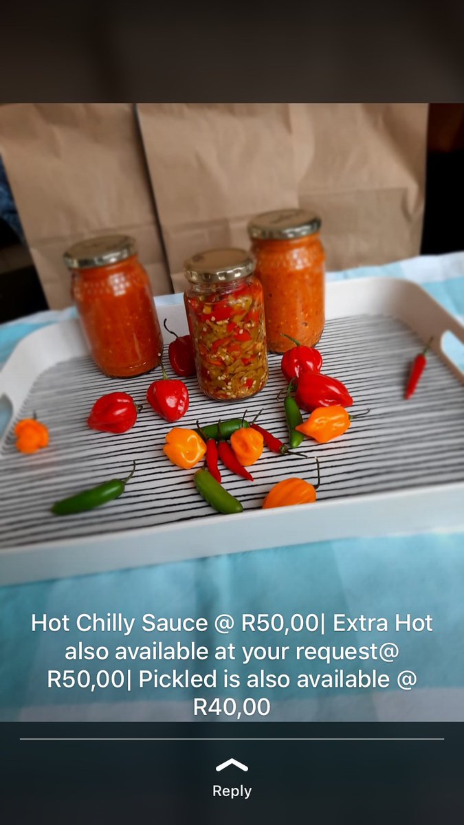 BaseKodu's tweet photo. Hey guys
My aunt is Selling some delicious chili sauce🌶  in Pretoria for R50. It will get delivered to you anywhere in Pretoria.
WhatsApp or call the following numbers for your chili sauce order
🟢081 544 3054
🟢065 844 9115 https://t.co/XVBSrDOkJ6