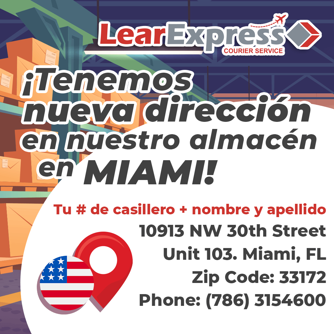 LearExpress_Ve's tweet photo. Recuerda que tenemos nueva dirección en #Miami, ahora al hacer tu compra debes colocar esta dirección y la recibiremos en nuestro almacén.
#LearExpress #Venezuela #Envíos #Paquetería #Venezuela #USA #Courier #Envíosaéreos #Envíosmarítimos https://t.co/76LRFPGgOk
