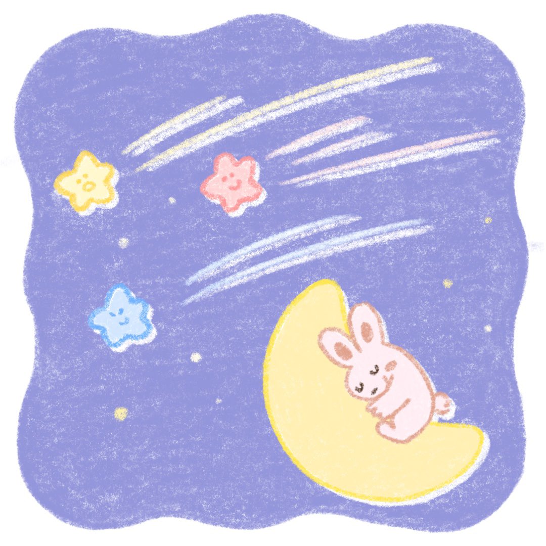 えびんぐ イラストレーター 夜空のイラストです 皆さん しし座流星群は見えたでしょうか イラスト ゆるかわ イラスト パステル パステルカラー ゆめかわイラスト かわいい ゆるかわ 動物イラスト Animal 星空 うさぎ 星 Star