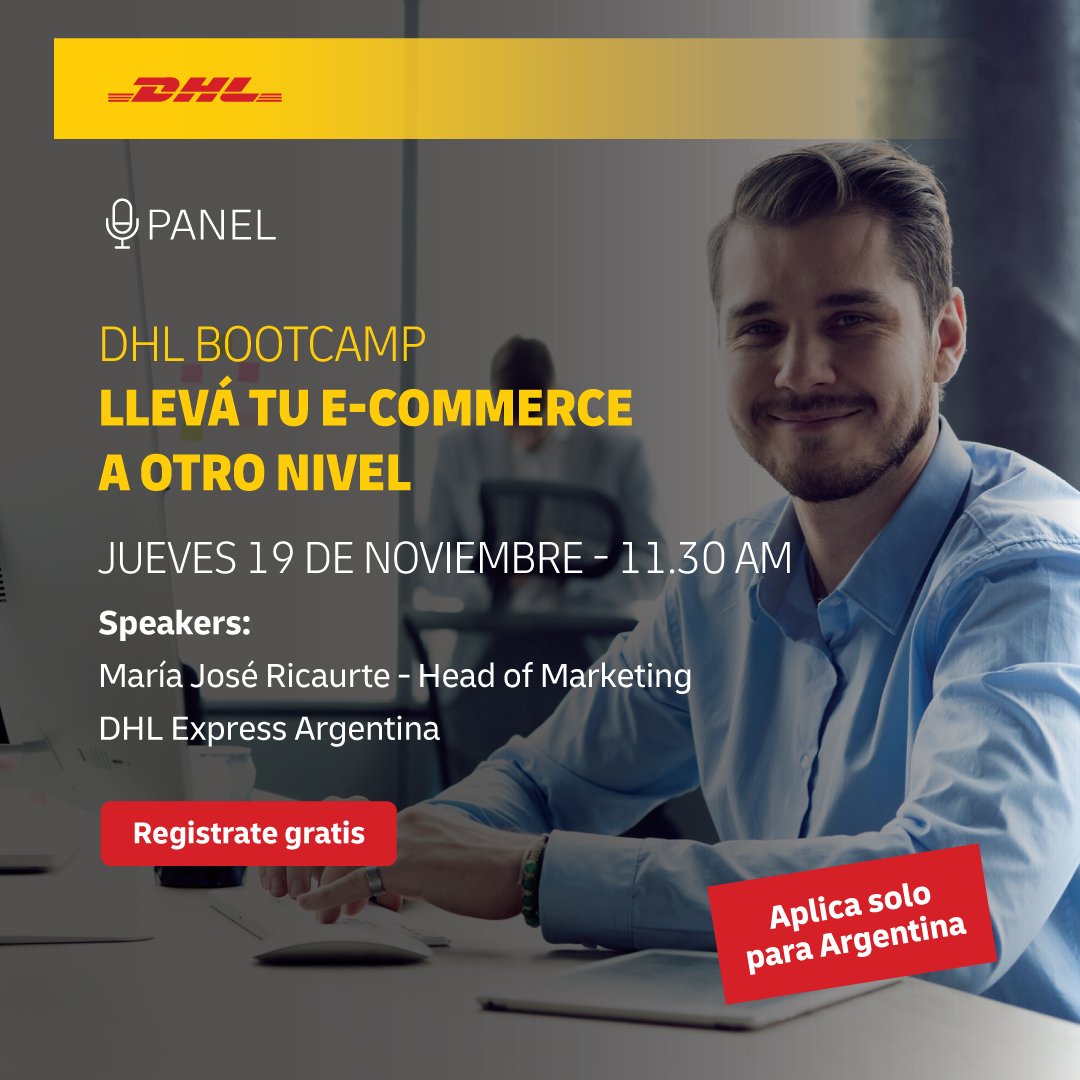 areatres's tweet photo. ¡Hoy en #DHLBootcamp!

Conocé cuáles han sido los factores del éxito de aquellos que exportaron sus negocios al mundo.

Estrategias de mercadeo, cómo abrir una tienda en línea y manejar la estructura de costos de envío, y más.

Registrate en https://t.co/4DBXG1FLSb https://t.co/qlYzHtGFN3