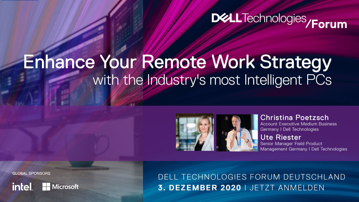 Die Anzahl an Homeoffice-Mitarbeiterin steigt rasant! Um produktiv zu sein braucht es daher geeignete Endgeräte. Auf dem #DellTechForum am 3.12. stellen wir sichere und schlaue Lösungen vor! Sind Sie dabei?  bit.ly/36MzN0s #Iwork4Dell