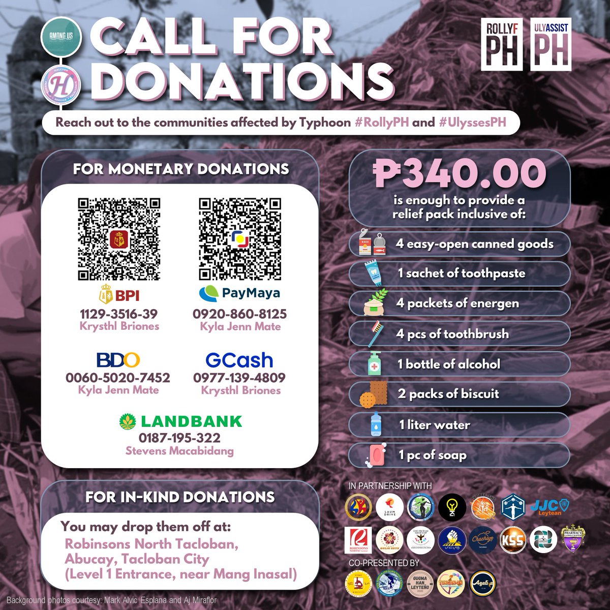 uphalcyon's tweet photo. UPDATED CALL FOR DONATIONS PUBLICITY MATERIAL

After Typhoon #UlyssesPH flooded communities and damaged property in Luzon, 2 weeks after the fury of #RollyPH,  UP Halcyon, in cooperation with Among Us Relief Initiatives, still accepts donations for the victims of the typhoons. https://t.co/9BspbCXISK