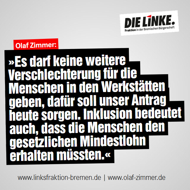 LinksfraktionHB's tweet photo. .@Olafzimmer1 spricht in der @HBBuergerschaft zum #RGR-Antrag: Werkstätten für Menschen mit #Behinderung|en: Entgelt für Beschäftigte über 2020 hinaus absichern!

➡️ Die Rede (mp3): https://t.co/a1vZIZ8D99 #bremen #mindestlohn #hbbue #inklusion #behinder #respekt #arbeit #linke https://t.co/J9T9rNxFCu