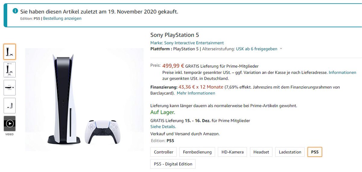 ohmariusz's tweet photo. Ich hab eine bekommen 😍
Zustellung angeblich morgen.

War gefühlt nur 30s da, habe sofort zugeschlagen.

#PS5 #AmazonDE #Amazon https://t.co/dgZE6H2j3A