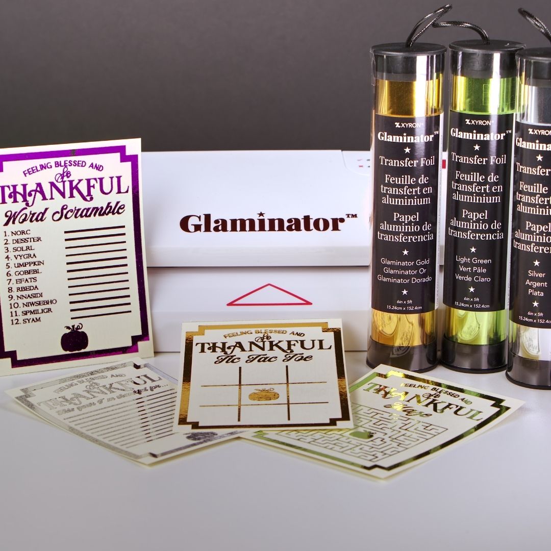 xyroninc's tweet image. Add some fun to your holiday table by printing out some game cards with your Glaminator.  Some ideas.....tic, tac, toe, a maze, word scramble or make a list of what you are thankful for. #xyronglaminator #foilingfun #xyronstickstogether #holidaygames #thanksgiving #diy #gamecards