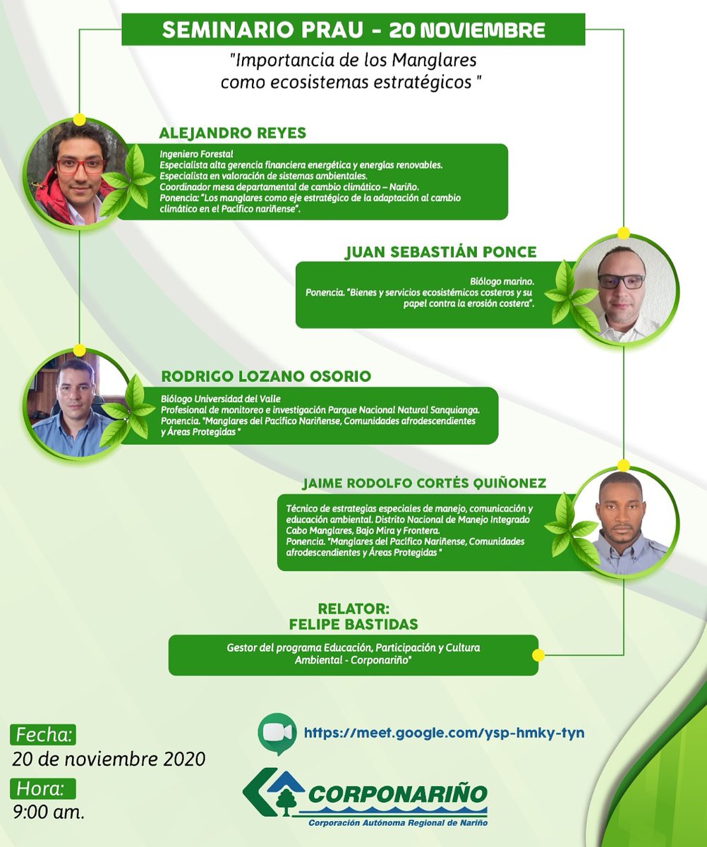 MesaCambio's tweet photo. Desde el equipo de educsción ambiental de @Corponarino nos extienden esta valiosa invitación a este interesante seminario. #Invitad@s. https://t.co/TLhc2dMpIq