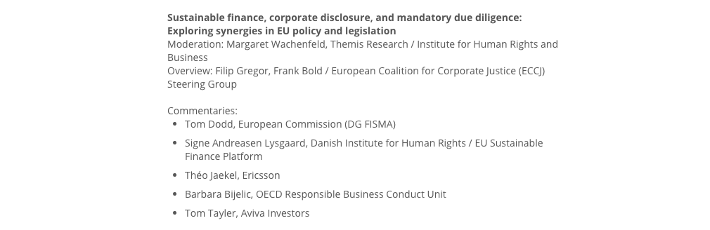 Filip Gregor will be providing an overview at a session co-organised by  @ShareAction  @BHRRC  @Global_Witness  @InvestforRights &  @purposeofcorpLooking forward to the commentaries of  @EU_Finance,  @Lysgaard_Signe  @ericsson  @barbara_bijelic &  @thomasoftayler  #ERIN2020