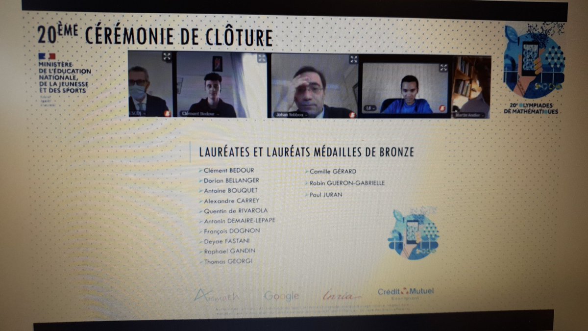 LyceeDeodat's tweet photo. Medaille de bronze aux Olympiades de maths #Animath #olympiade #actoulouse. Bravo Clement https://t.co/8oB6asXj0l