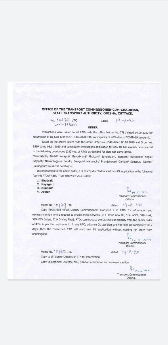 rto_nuapada's tweet photo. In obedience to order no 10178 dtd 19-11-2020 of TC,STA,Odisha,Cuttack,new DL applications will be received from 20-11-2020 in Nuapada region. https://t.co/I5ACpK8MJo