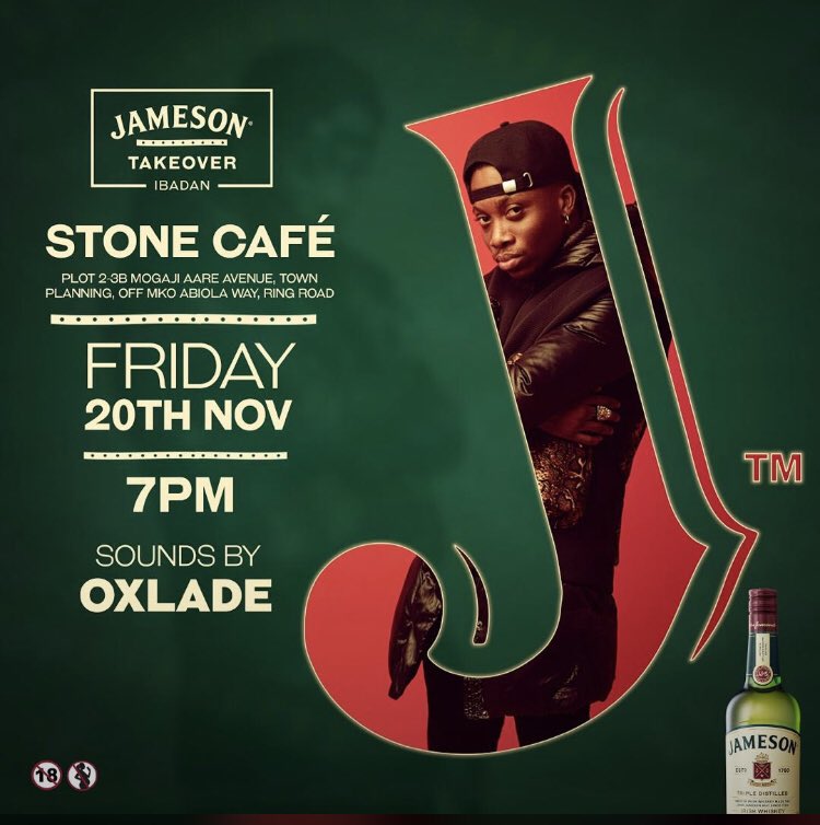 IbadanMovement's tweet photo. @JamesonNGR TAKEOVER IBADAN!!!
📍Stone Cafè, Ring Road , Ibadan.
From 7pm come and Switch it Up with @oxladeofficial 🔊
cc @StoneCafeIbadan
#ibadancitymovement #jamesons #stonecafe #ibadanlifestyle https://t.co/n3jPuthmH9