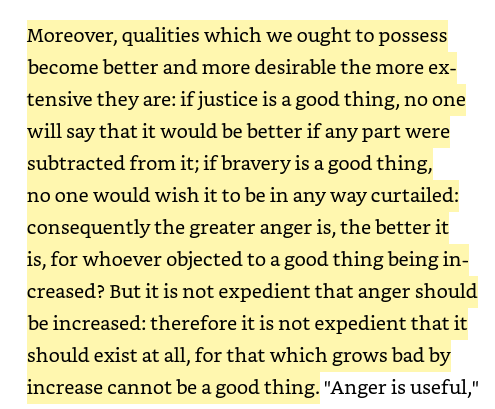 ", because reason goes for nothing when once passion has been admitted to the mind, and has by our own free will been given a certain authority, it will for the future do as much as it chooses, not only as much as you will allow it."